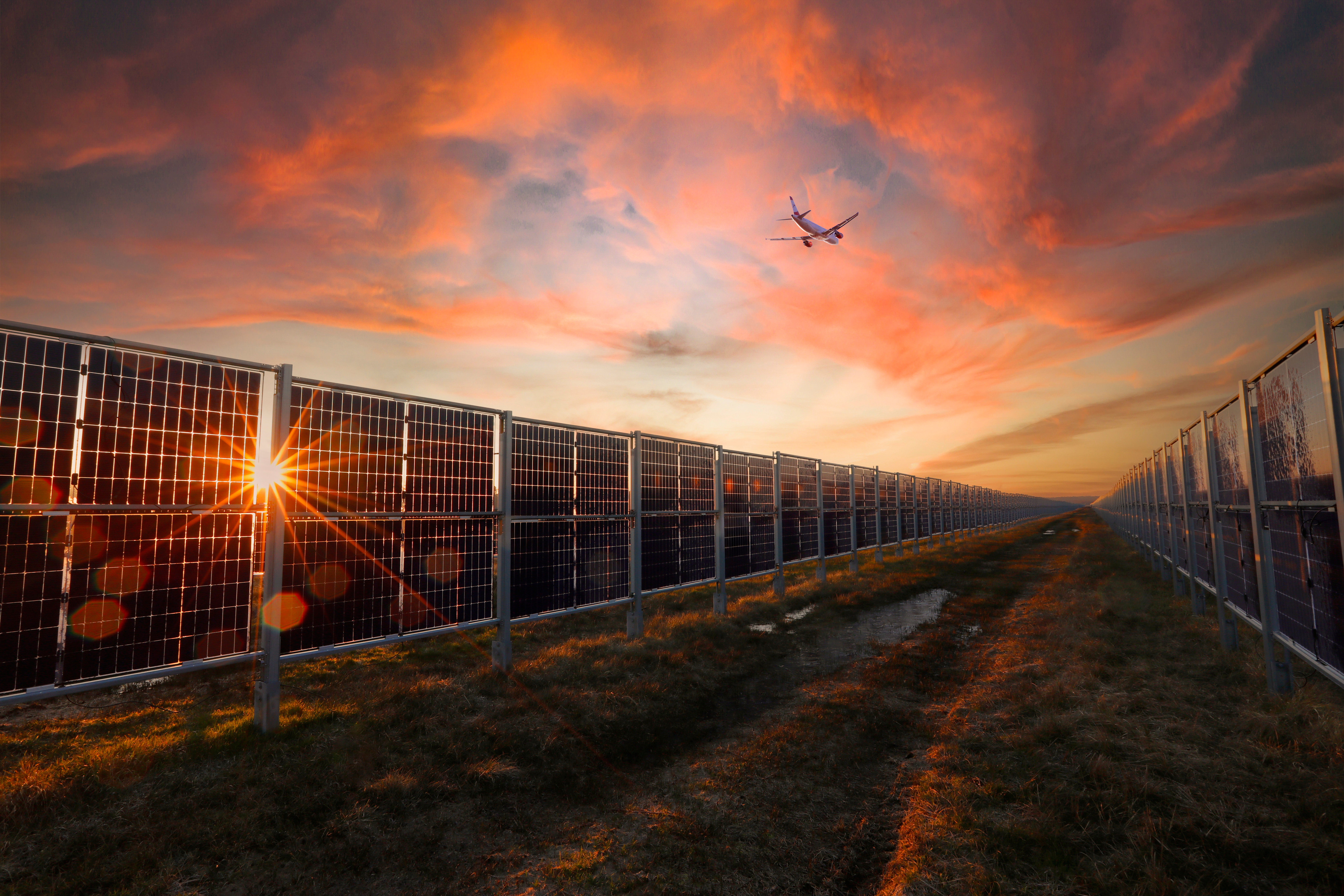 Photovoltaik-Vertikalanlage am Flughafen Frankfurt (Foto: FraPort)